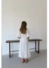 Kısa kollu müslin elbise beyaz pt