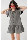 Kısa Kot Elbise 2530 - Füme