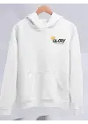 Omarı Rahat Kesim Kapşonlu Kışlık Sweatshirt - Beyaz