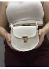 Omarı Elegan Beyaz Deri Cilt Çanta
