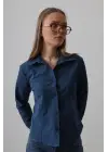 Omarı Klasik İndigo Basic Gömlek