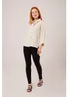 Kol Katlama Detaylı Bej Gömlek