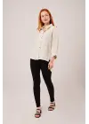 Kol Katlama Detaylı Bej Gömlek