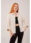 Kol Katlama Detaylı Bej Gömlek