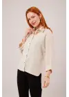Kol Katlama Detaylı Bej Gömlek