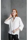 Kol Katlama Detaylı Beyaz Gömlek