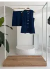 Kolsuz Yelekli Mini Etekli Denim Takım 10164