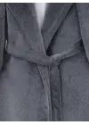 Füme Kolu Ribanalı Şal Yaka Astarlı Kaşe Kaban Kadın Giyim