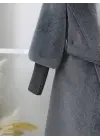 Kolu Ribanalı Şal Yaka Astarlı Kaşe Kaban -Füme