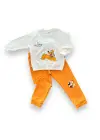 Omarı Sevimli Köpek Desenli Bebek Erkek Takımı Turuncu