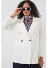Kruvaze Yaka Blazer Ceket 0722 - Beyaz
