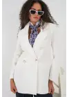 Kruvaze Yaka Blazer Ceket 0722 - Beyaz
