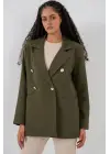 Kruvaze Yaka Blazer Ceket 0722 - Haki