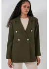 Kruvaze Yaka Blazer Ceket 0722 - Haki
