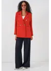 Kruvaze Yaka Blazer Ceket 0722 - Kiremit