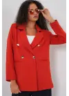 Kruvaze Yaka Blazer Ceket 0722 - Kiremit