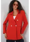 Kruvaze Yaka Blazer Ceket 0722 - Kiremit