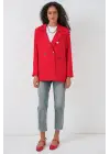 Kruvaze Yaka Blazer Ceket 0722 - Kırmızı