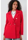 Kruvaze Yaka Blazer Ceket 0722 - Kırmızı
