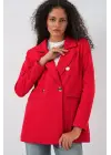 Kruvaze Yaka Blazer Ceket 0722 - Kırmızı