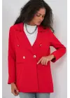 Kruvaze Yaka Blazer Ceket 0722 - Kırmızı