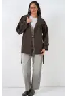 Kruvaze Yaka Kısa Trençkot 5980 - Kahverengi