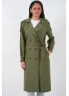 Kruvaze Yaka Trençkot 5978 - Haki