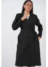 Kruvaze Yaka Trençkot 5978 - Siyah