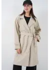 Kruvaze Yaka Trençkot 5987 - Bej