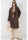Kruvaze Yaka Trençkot 5987 - Kahverengi