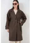 Kruvaze Yaka Trençkot 5987 - Kahverengi