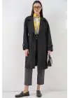 Kruvaze Yaka Trençkot 5987 - Siyah