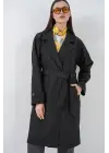 Kruvaze Yaka Trençkot 5987 - Siyah