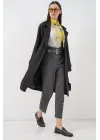 Kruvaze Yaka Trençkot 5987 - Siyah