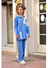 Kuş gözü triko takım Mavi