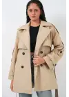 Kuşaklı Kısa Trençkot 5974 - Bej