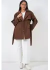 Kuşaklı Kısa Trençkot 5974 - Kahverengi