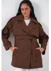 Trend Kısa Trençkot - Kahverengi