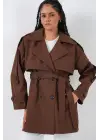 Trend Kısa Trençkot - Kahverengi