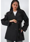 Kuşaklı Kısa Trençkot 5974 - Siyah