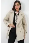Kuşaklı Kısa Trençkot 5982 - Bej