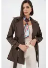 Kuşaklı Kısa Trençkot 5982 - Kahverengi