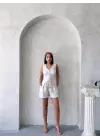 Kuşaklı şortlu tulum