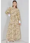 Kuşaklı Uzun Elbise 2584 - B.Sarı