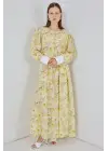 Kuşaklı Uzun Elbise 2584 - Sarı