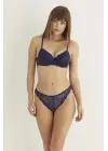 Lacivert Destekli Slip Külotlu Dantelli Sütyen Takımı 4007