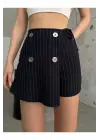Şık İtalyan Çizgili Şort Etek