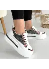 Lawin Beyaz Cilt Siyah Simli Bağcıklı Spor Ayakkabı