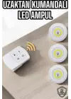 Led Lamba 3lü Uzaktan Kumandalı Yapışkanlı Beyaz Işık