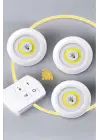 Led Lamba 3lü Uzaktan Kumandalı Yapışkanlı Beyaz Işık